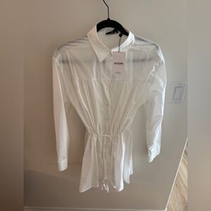 LNA Button-Up Shirt Drawstring Dress